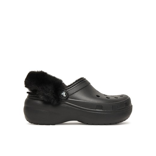 Klapki Crocs Classic Platform Fuzz Lined Clog 212854 Czarny ze sklepu eobuwie.pl w kategorii Klapki damskie - zdjęcie 187364729