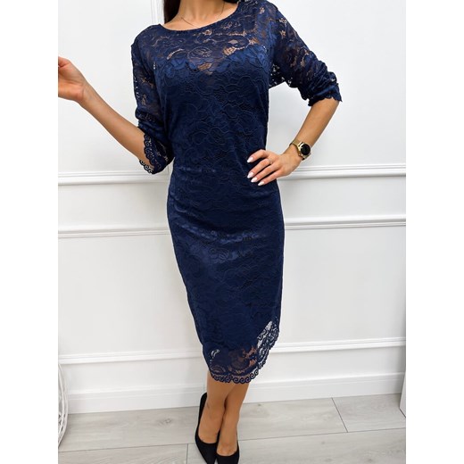 Granatowa Koronkowa Sukienka ze sklepu ModnaKiecka.pl w kategorii Sukienki - zdjęcie 187365736