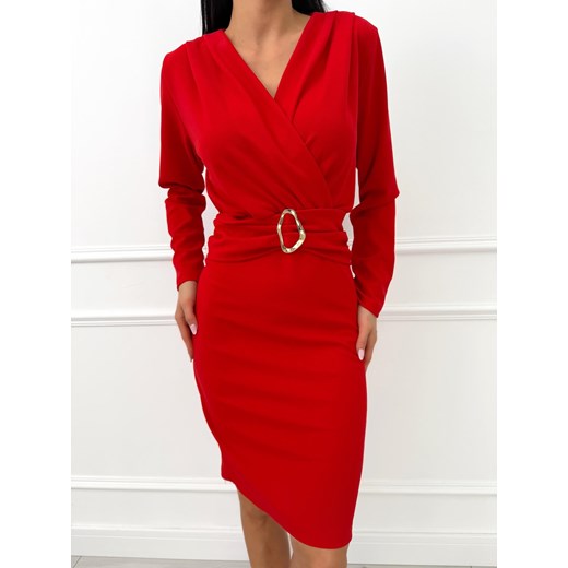 Czerwona Kopertowa Sukienka ze sklepu ModnaKiecka.pl w kategorii Sukienki - zdjęcie 187365795