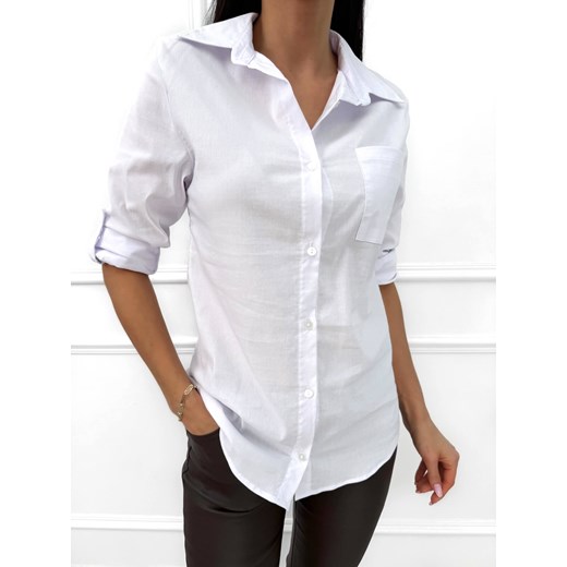 Biała Damska Koszula Slim ze sklepu ModnaKiecka.pl w kategorii Koszule damskie - zdjęcie 187365799