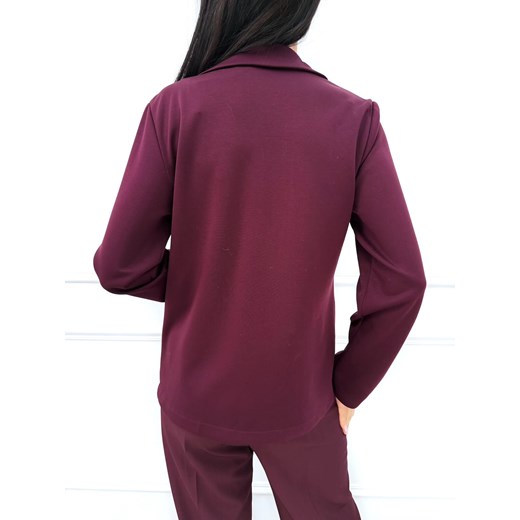 Burgundowa Marynarka z Ozdobną Broszką Modnakiecka.pl 38 ModnaKiecka.pl