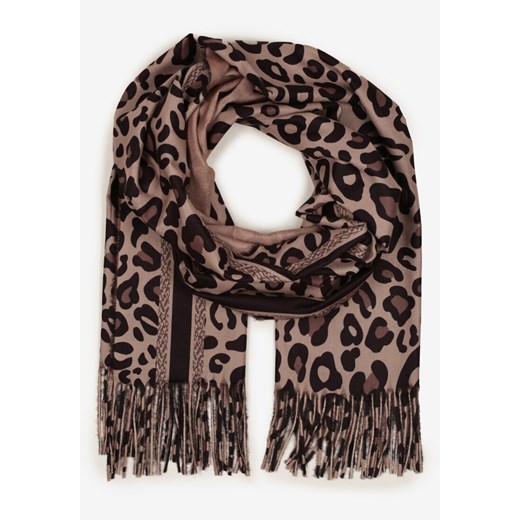 Ciemnobeżowy Szalik z Wiskozy z Frędzlami Sialion ze sklepu renee.pl w kategorii Szaliki i chusty damskie - zdjęcie 187366057