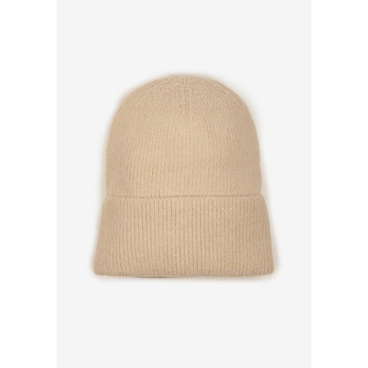 Beżowa Czapka Ozdobiona Wywinięciem i Metaliczną Nicią Temirina ze sklepu born2be.pl w kategorii Czapki z daszkiem męskie - zdjęcie 187366119