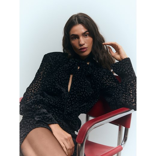 Reserved - Sukienka z ozdobną szarfą - czarny Reserved M Reserved