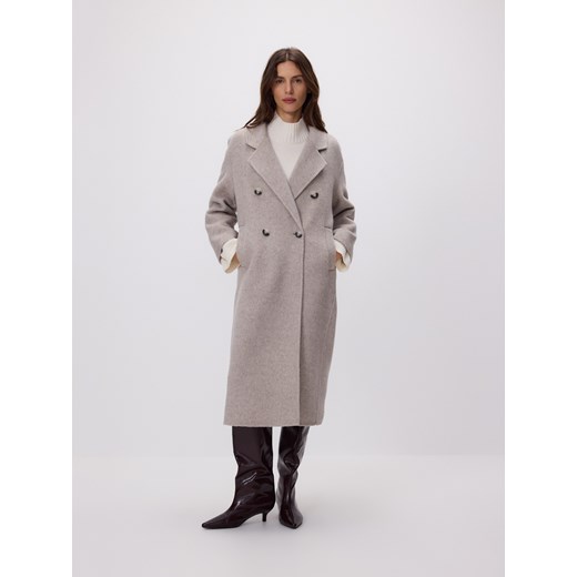 Reserved - Płaszcz handmade z wełną - kremowy ze sklepu Reserved w kategorii Płaszcze damskie - zdjęcie 187366448