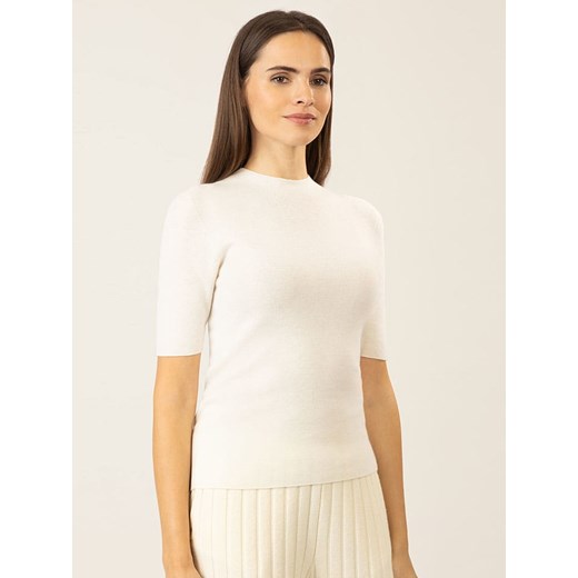 APART Wełniana koszulka w kolorze kremowym ze sklepu Limango Polska w kategorii Bluzki damskie - zdjęcie 187367906