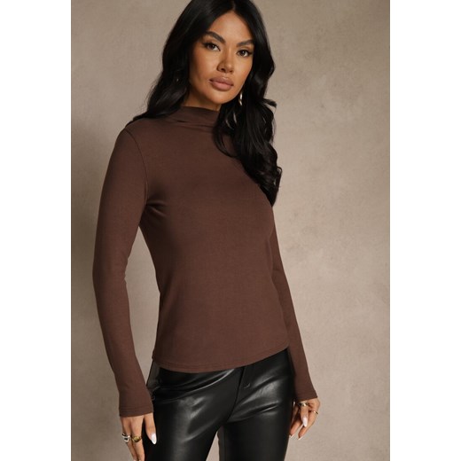 Brązowa Bluzka z Bawełny z Guzikami z Tyłu Tuselia Renee S renee.pl