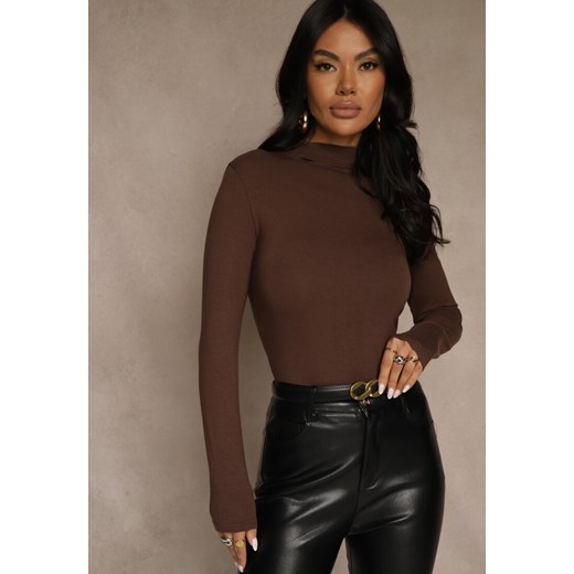 Brązowa Bluzka z Bawełny z Guzikami z Tyłu Tuselia ze sklepu renee.pl w kategorii Bluzki damskie - zdjęcie 187368327