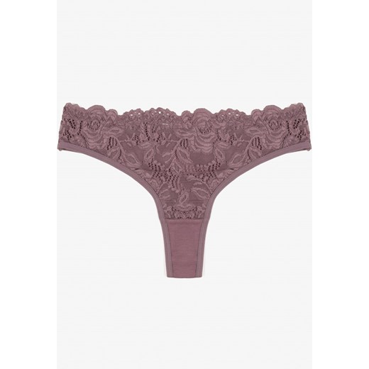 Fioletowe Bawełniane Majtki Stringi z Koronką Ilwedana ze sklepu renee.pl w kategorii Majtki damskie - zdjęcie 187368335