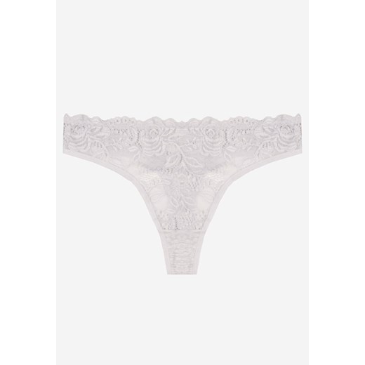Jasnoszare Bawełniane Majtki Stringi z Koronką Ilwedana ze sklepu renee.pl w kategorii Majtki damskie - zdjęcie 187368339