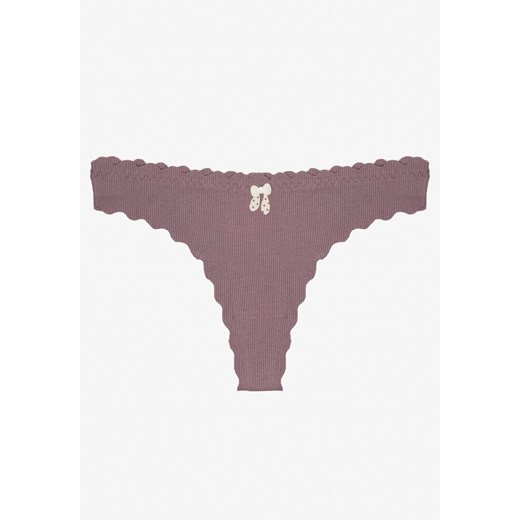 Fioletowe Prążkowane Majtki Stringi z Bawełny Ilweda ze sklepu renee.pl w kategorii Majtki damskie - zdjęcie 187368345