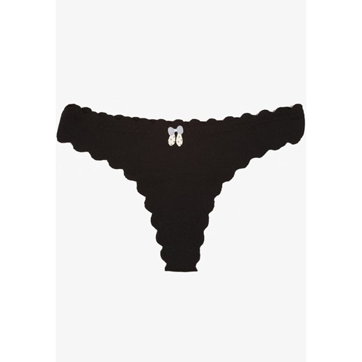 Czarne Prążkowane Majtki Stringi z Bawełny Ilweda ze sklepu renee.pl w kategorii Majtki damskie - zdjęcie 187368349