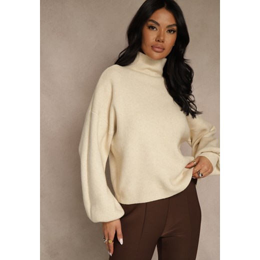 Jasnobeżowy Golf Ozdobiony Ściągaczami Wedena Renee M renee.pl