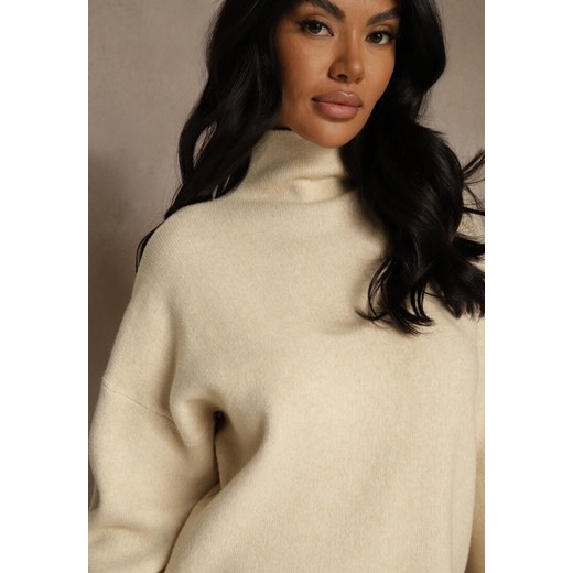 Jasnobeżowy Golf Ozdobiony Ściągaczami Wedena Renee M renee.pl