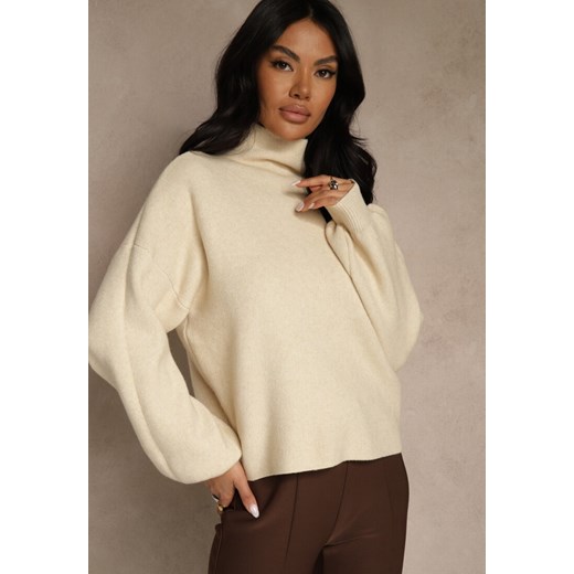 Jasnobeżowy Golf Ozdobiony Ściągaczami Wedena Renee L renee.pl