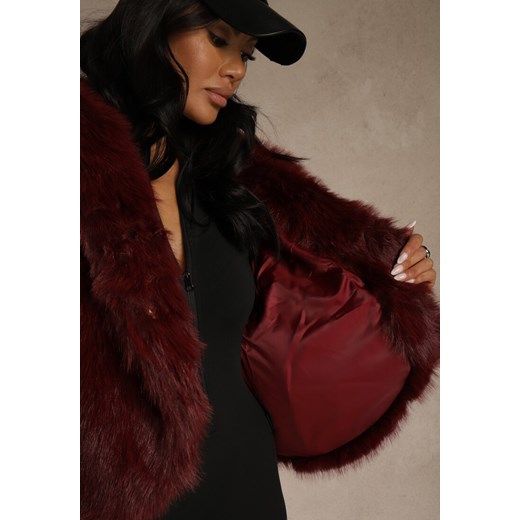 Bordowa Kurtka Futro z Nieodpinanym Kapturem Zetera Renee L renee.pl