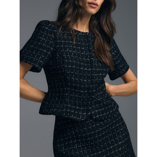 Reserved - Bluzka z metalicznym efektem - czarny ze sklepu Reserved w kategorii Bluzki damskie - zdjęcie 187368468