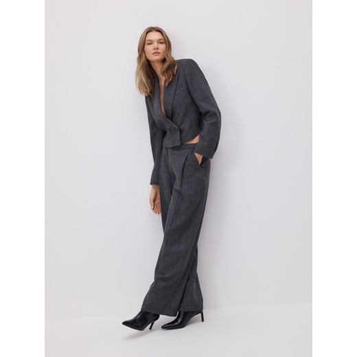 Reserved - Szerokie spodnie z zakładkami - ciemnoszary ze sklepu Reserved w kategorii Spodnie damskie - zdjęcie 187368605