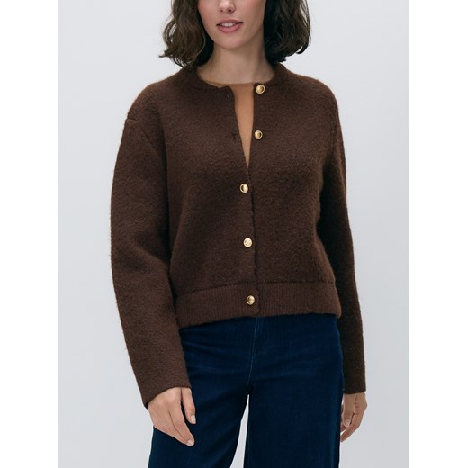 Reserved - Kardigan z dekoracyjnymi guzikami - brązowy ze sklepu Reserved w kategorii Swetry damskie - zdjęcie 187368619