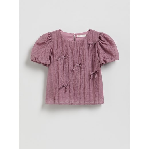Reserved - Bluzka z kokardkami - jasnofioletowy ze sklepu Reserved w kategorii Bluzki dziewczęce - zdjęcie 187368646