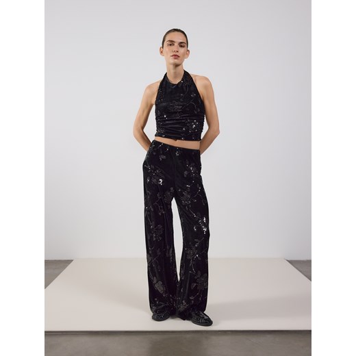 Reserved - Top halter z cekinami - czarny ze sklepu Reserved w kategorii Bluzki damskie - zdjęcie 187368657