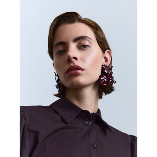 Reserved - Kolczyki w kształcie kwiatów - bordowy ze sklepu Reserved w kategorii Kolczyki - zdjęcie 187368666
