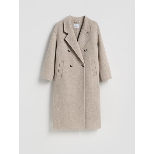 Reserved - Płaszcz handmade z wełną - kremowy ze sklepu Reserved w kategorii Płaszcze damskie - zdjęcie 187368839