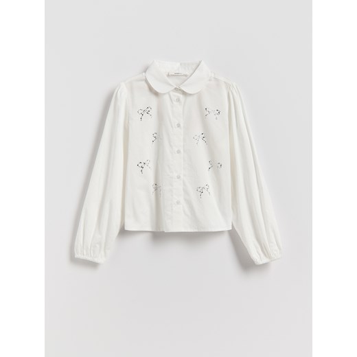 Reserved - Koszula z cyrkoniami - złamana biel ze sklepu Reserved w kategorii Bluzki dziewczęce - zdjęcie 187369427