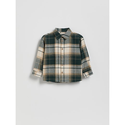 Reserved - Bawełniana koszula w kratę - ciemnozielony Reserved 98 (2-3 lata) Reserved