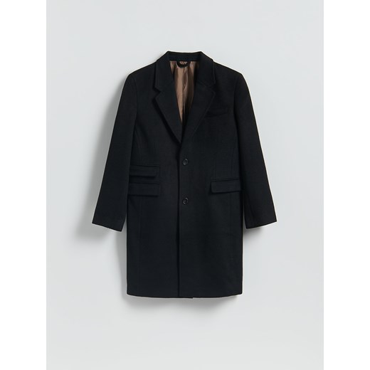 Reserved - Długi płaszcz z wełną - czarny ze sklepu Reserved w kategorii Płaszcze męskie - zdjęcie 187369708