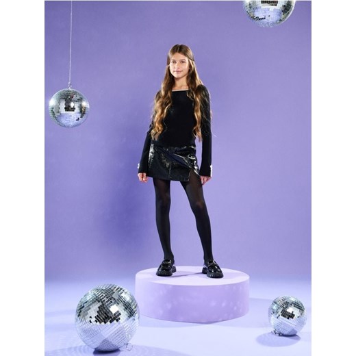 Sinsay - Prążkowany sweter z ozdobnymi kokardami - czarny ze sklepu Sinsay w kategorii Swetry dziewczęce - zdjęcie 187370295