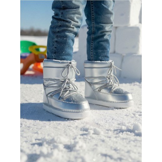 Sinsay - Śniegowce z ocieplanym futerkiem - srebrny ze sklepu Sinsay w kategorii Buty zimowe dziecięce - zdjęcie 187370305