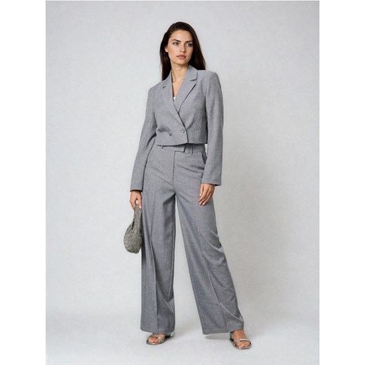 Sinsay - Eleganckie spodnie wide leg - szary ze sklepu Sinsay w kategorii Spodnie damskie - zdjęcie 187370327