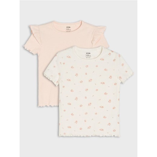Sinsay - Bawełniana koszulka 2 pack - wielobarwny ze sklepu Sinsay w kategorii Bluzki dziewczęce - zdjęcie 187370339