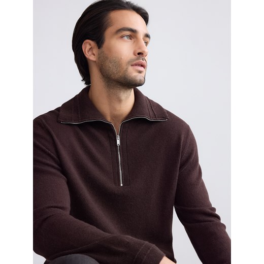 Reserved - Wełniany sweter z domieszką kaszmiru - brązowy ze sklepu Reserved w kategorii Swetry męskie - zdjęcie 187371319