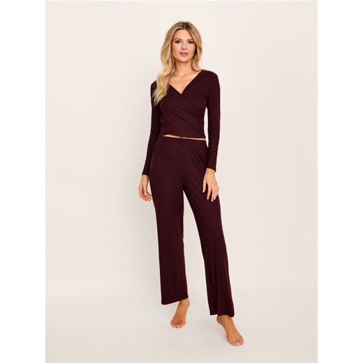 Sinsay - Prążkowana piżama dwuczęściowa - brązowy ze sklepu Sinsay w kategorii Piżamy damskie - zdjęcie 187371787