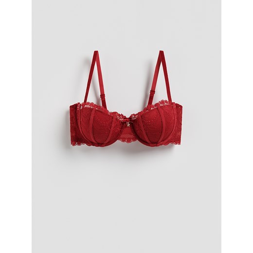 Reserved - Biustonosz balkonetka z koronką - czerwony ze sklepu Reserved w kategorii Biustonosze - zdjęcie 187372018
