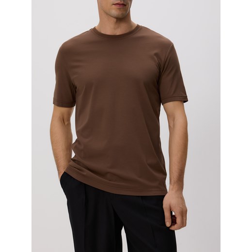 Reserved - T-shirt regular z wiskozą - ciemnobrązowy ze sklepu Reserved w kategorii T-shirty męskie - zdjęcie 187372047