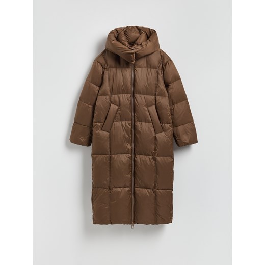 Reserved - Puchowa kurtka z kapturem - brązowy ze sklepu Reserved w kategorii Płaszcze damskie - zdjęcie 187372098