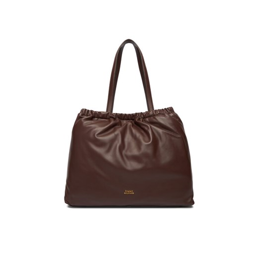 Torebka Tommy Hilfiger Soft Leather Tote AW0AW18308 Bordowy ze sklepu eobuwie.pl w kategorii Torebki damskie - zdjęcie 187373418