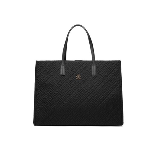 Torebka Tommy Hilfiger Th City Tote Mono Nylon AW0AW18163 Czarny ze sklepu eobuwie.pl w kategorii Torebki damskie - zdjęcie 187373449
