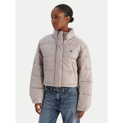 Calvin Klein Jeans Kurtka zimowa LV047D504G Szary Regular Fit ze sklepu MODIVO w kategorii Kurtki damskie - zdjęcie 187373867