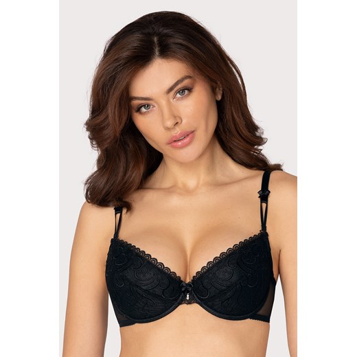 Biustonosz push-up Róża Anuk czarny ze sklepu kontri.pl w kategorii Biustonosze - zdjęcie 187374749