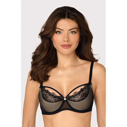 Biustonosz półusztywniany Róża Zulaj czarny ze sklepu kontri.pl w kategorii Biustonosze - zdjęcie 187374867