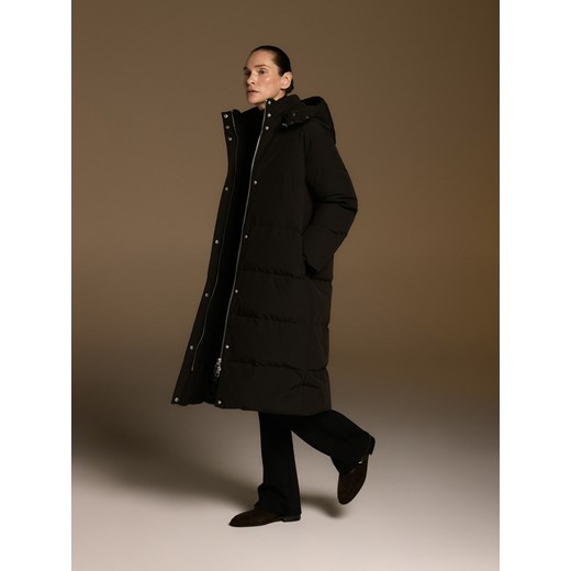 Reserved - Puchowa kurtka z z dodatkiem Sorony - czarny ze sklepu Reserved w kategorii Płaszcze damskie - zdjęcie 187375267