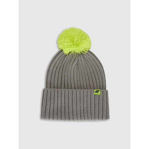 Dziecięca czapka z pomponem 4F 4FJRAW25ACAPU0745 - szara ze sklepu Sportstylestory.com w kategorii Czapki dziecięce - zdjęcie 187376335