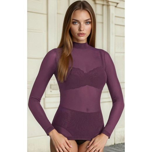 Golf damski z siateczki Glamour, Kolor śliwkowy, Rozmiar L, Teyli ze sklepu Primodo w kategorii Bluzki damskie - zdjęcie 187376779