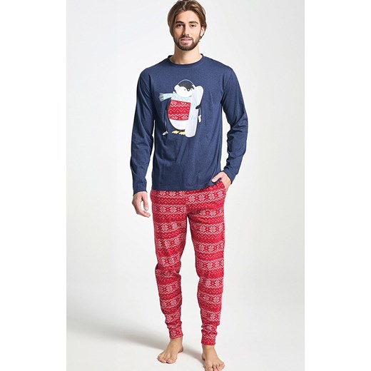 Męska piżama świąteczna z nadrukiem granatowa ALBANO, Kolor granatowo-czerwony, Rozmiar 2XL, Sorbetto ze sklepu Primodo w kategorii Piżamy męskie - zdjęcie 187376868