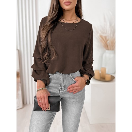 bluzka sue brązowa one size ze sklepu UBRA w kategorii Bluzki damskie - zdjęcie 187377569