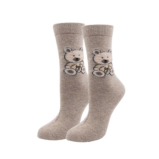 Skarpetki damskie z wełną i angorą z motywem misia ecru Angora F32, Kolor ecru, Rozmiar uniwersalny, Marilyn ze sklepu Intymna w kategorii Skarpetki damskie - zdjęcie 187377816